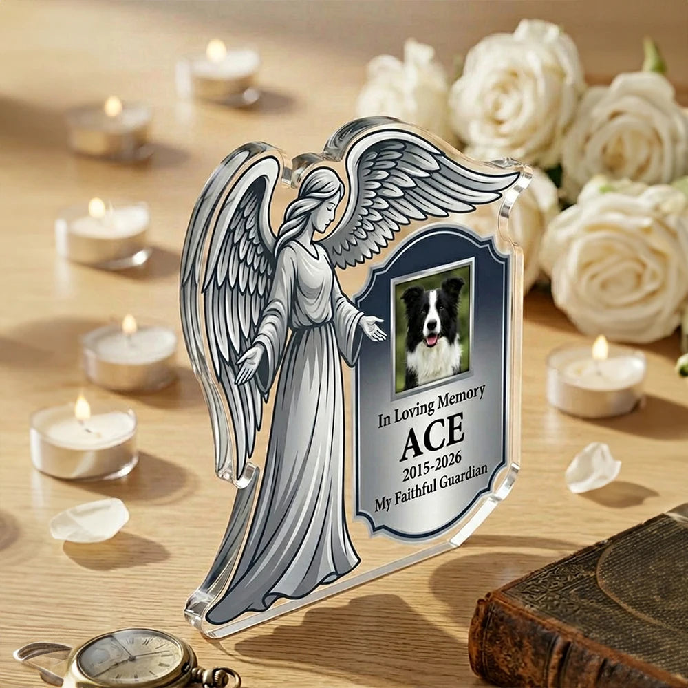 Custom Text Photo Pet Commemorative Angel Plaque,Acrylic,Pet Grief Remembrance Gift,Keepsake Ornament,Remembrance Anniversary