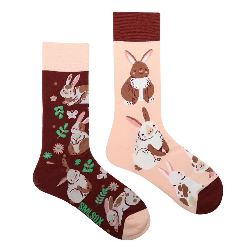1 Pair Man Women Sock Original AB Tide Socks Colorful Cat Dog Koala Cow Cotton Socks Four Seasons Unisex Socks for Birthday Gift