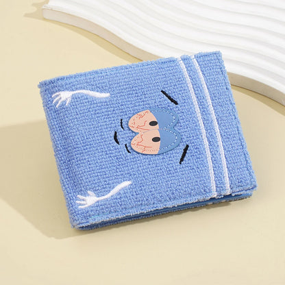 Plush Cartoon Wallet for Women Soft Fuzzy Surface PU Leather Coin Purse with Zip Closure Cute Casual Gift for Girls