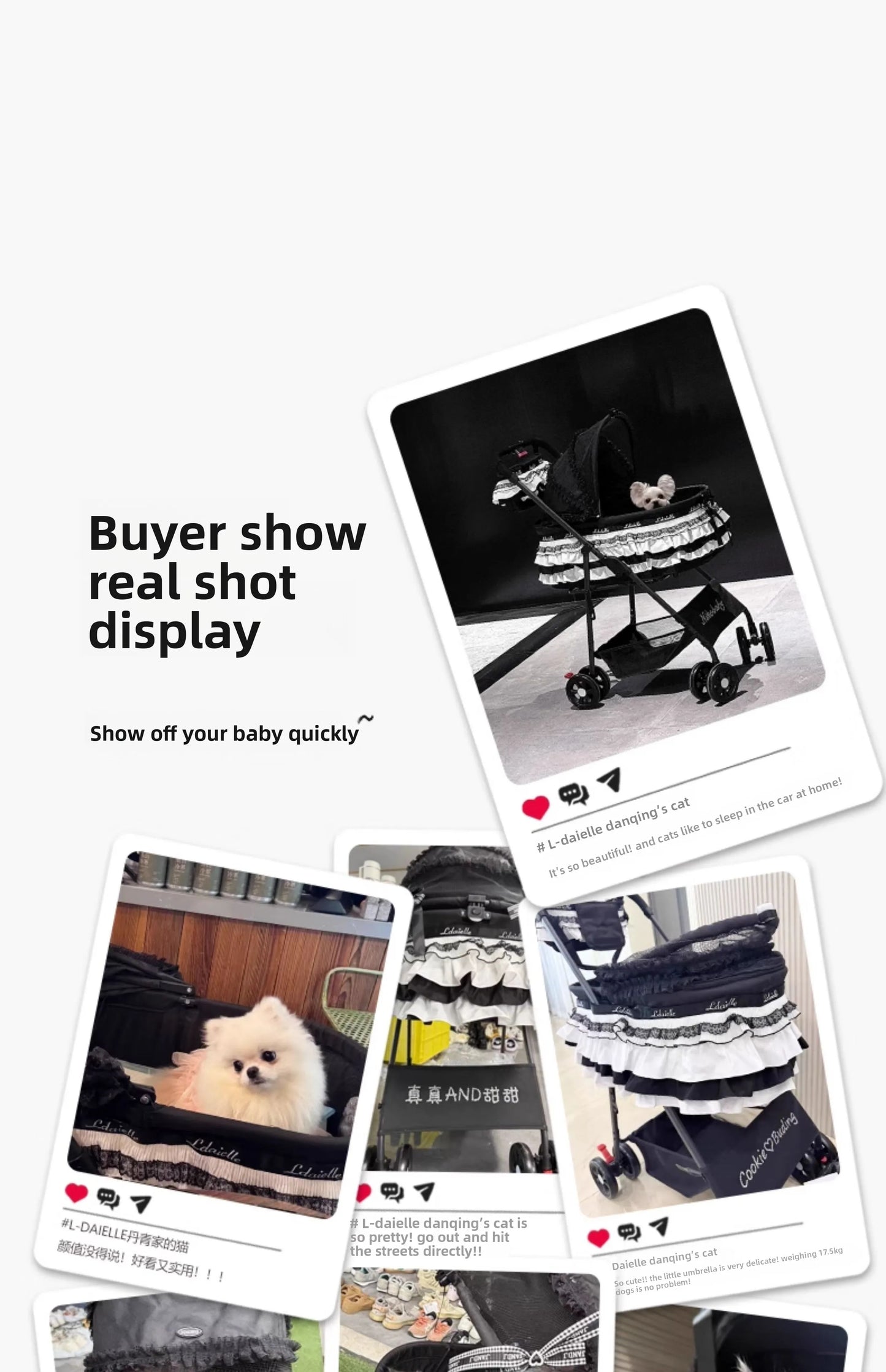 LDAIELLE High-end  Pet cart Small and light foldable Yorkshire outdoor travel