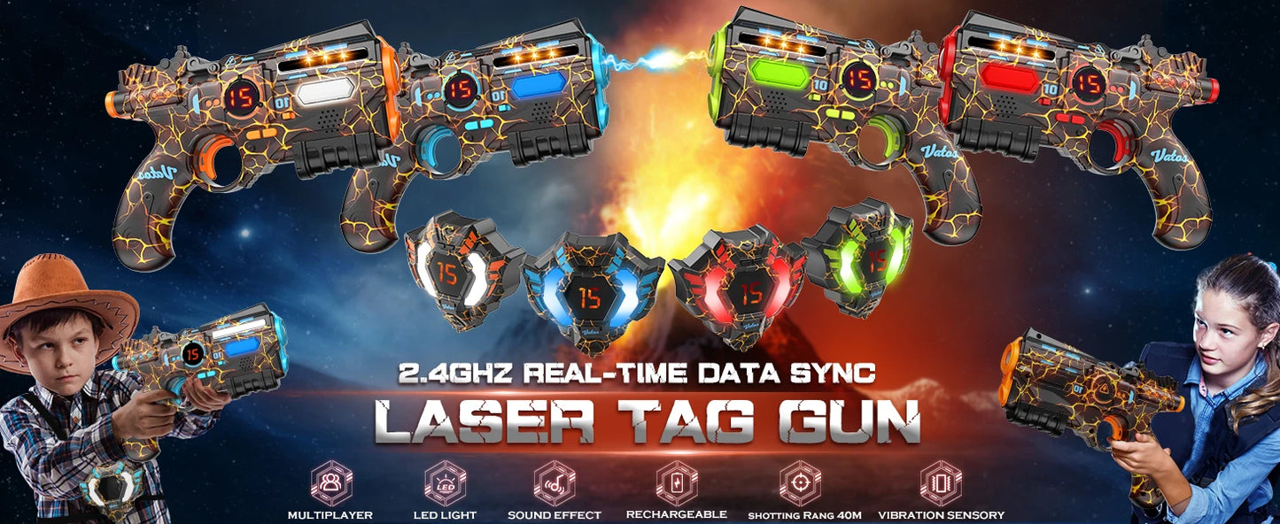VATOS Team Battle Game Christmas Gift Infrared Laser Tag Guns Set Toy Rechargeable 2.4GHz Sync Machine Gun For Kids Boys Outdoor