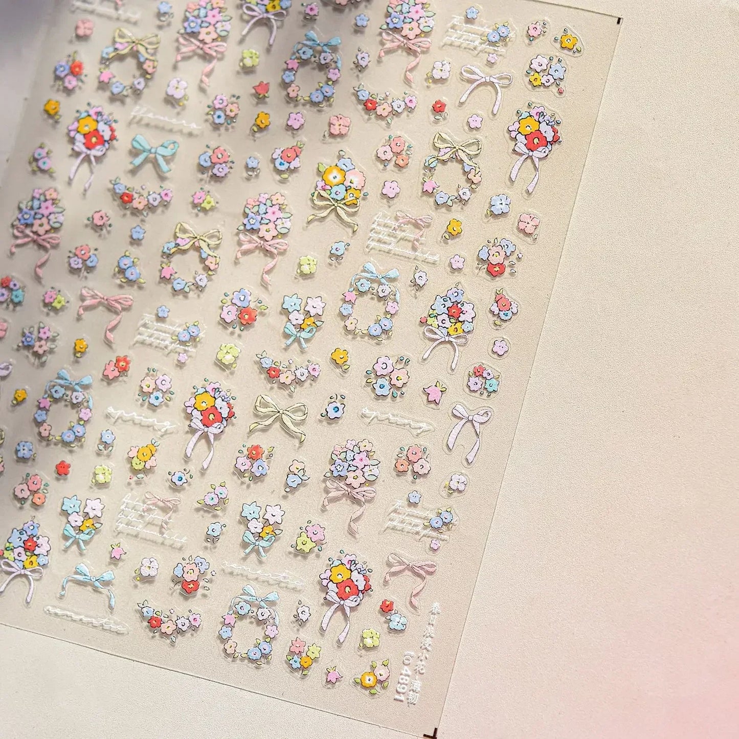 White Flower Petal Cherry Blossom Peach Blossom Falling Petal Floral Gradient 5D Self Adhesive Nail Art Sticker Manicure Decals