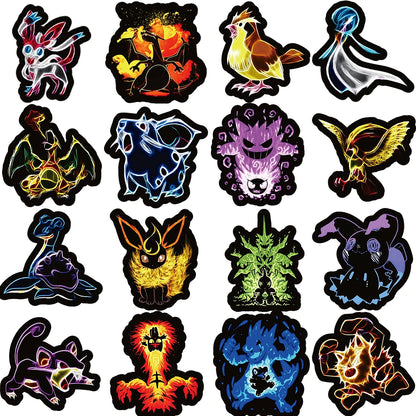 10/30/50/100pcs Neon Pokemon Pikachu Stickers Cool Anime Decals DIY Skateboard Phone Laptop Waterproof Kids Cute Cartoon Sticker