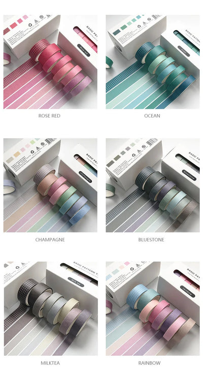 JIANWU 8pcs/set Retro Solid Color Basic Decoration Washi Tape Set DIY Scrapbook Cute Sticker Kawaii Masking Tape School Supplies
