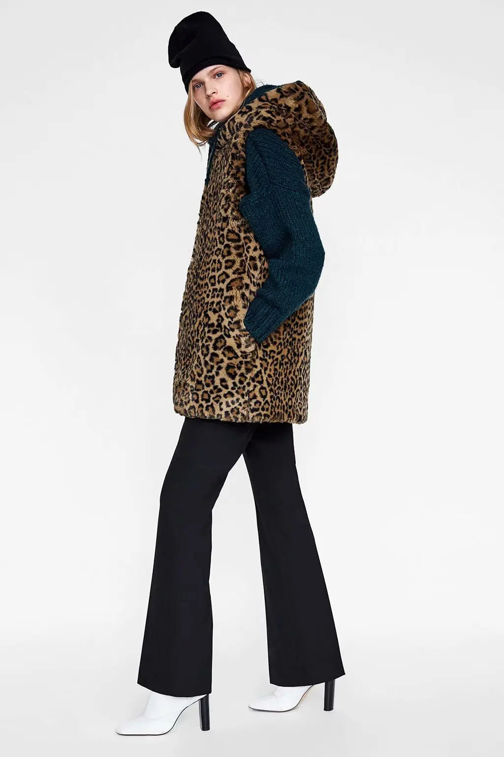 Leopard Hooded Faux Fur Vest Women 2022 New Designed Body Warmer Ladies Luxury Winter Furry Artificial Rabbit Coats Outwear 5XL