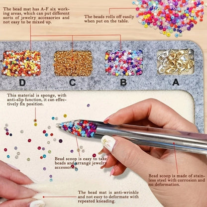 Handcraft Beading Mat Set 2Pcs Study Felted Jewelry Making Boards Accessory with Alphabetical Bead Sorting Supplies