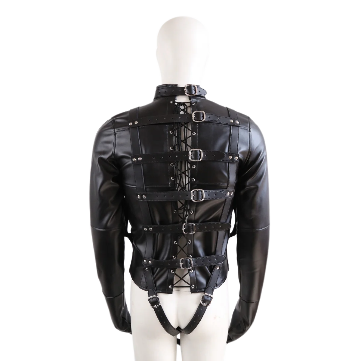 PU Leather Straitjacket BDSM Bondage Body Harness Adult Game Straight Jacket Halloween Armbinder Sex Toys For Women Men