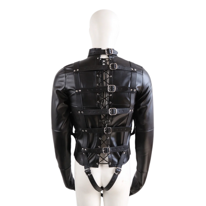 PU Leather Straitjacket BDSM Bondage Body Harness Adult Game Straight Jacket Halloween Armbinder Sex Toys For Women Men