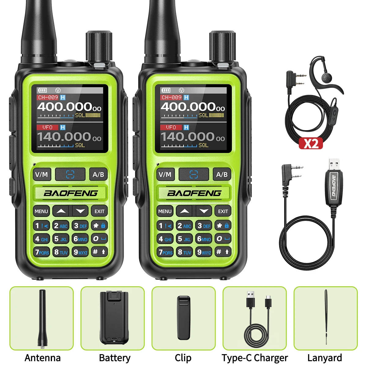 BAOFENG UV-5R Mini Walkie Talkie Multi Band Bluetooth Programming Wireless Copy Frequency 999CH Type-C Long Range Two Way Radio