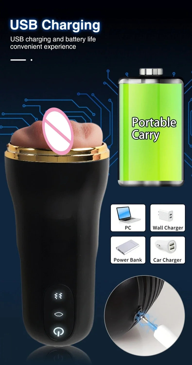 Mens Automatic Masturbation Cup 3D Realistic Vaginal Penis Pump Trainer Pocket Pussy Blowjob Dicks Stimulator Adult Men Sex Toys