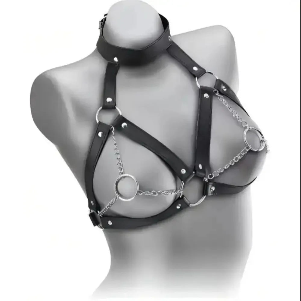 Gothic Fetish PU Leather Body Harness for Women BDSM Bondage Restraint Straps Erotic Lingerie Adult Costume Accessory