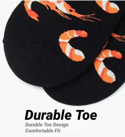 1 Pair Creative Shrimp Pattern，Casual Comfy Soft Mid-calf Men's Socks For Daily