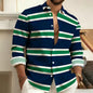 Striped Printed Men's Long Sleeved Shirt, Casual and Comfortable, Fashionable and Trendy, Street Outdoor, Soft Fabric