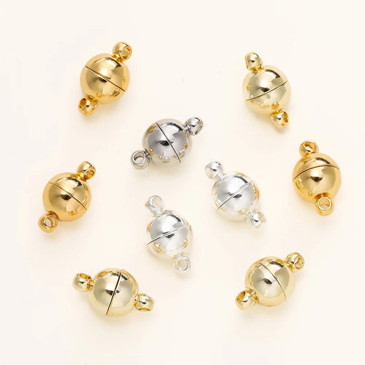 4/6pcs/lot 8*14MM 14K/18K Gold Plated Metal Brass Magnetic Bracelet Clasp Beads for DIY Jewelry Making Findings Accessories