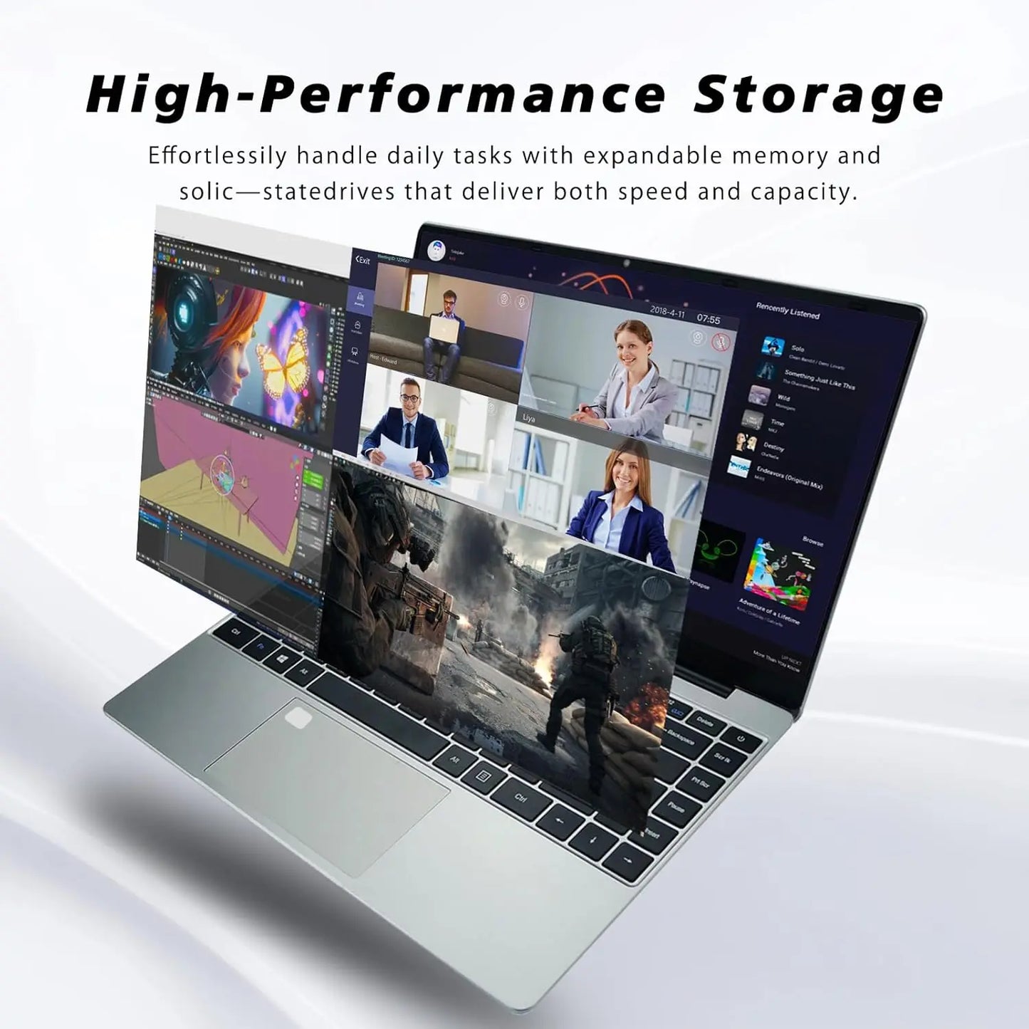 LENO 15.6" Laptop Large-screen 32GB RAM 2TB SSD Intel 6500Y Office Windows11 Notebook 5000mAh Gamer PC with Backlit Fingerprint