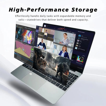 LENO 15.6" Laptop Large-screen 32GB RAM 2TB SSD Intel 6500Y Office Windows11 Notebook 5000mAh Gamer PC with Backlit Fingerprint