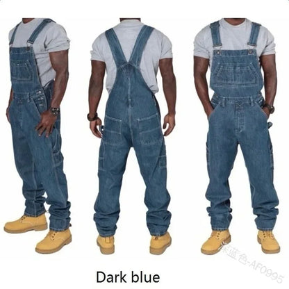 Mens Jeans 2026 Overalls Men Pockets Casual Loose Long Denim Pants Slim Splice Straight Rompers Autumn Plus Size Long Jeans Men