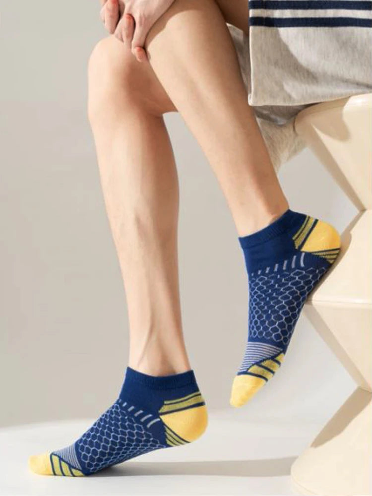 12Pairs High Qualit Athletic Socks Men's Ankle Socks Running Cyclling Waist Honeycomb Design And Firm Sports Leisure Socks Gifts