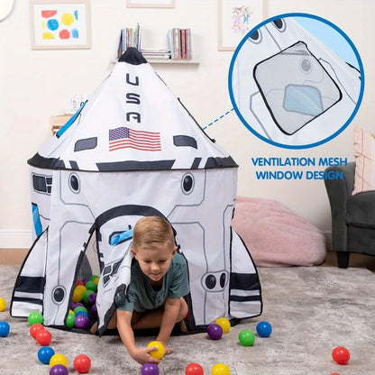 JOYFY Rocket Ship Play Tents Set Pop up Play house with Tunnel 3-Piece Play Tent for Kids Pretend Play Birthday Gift