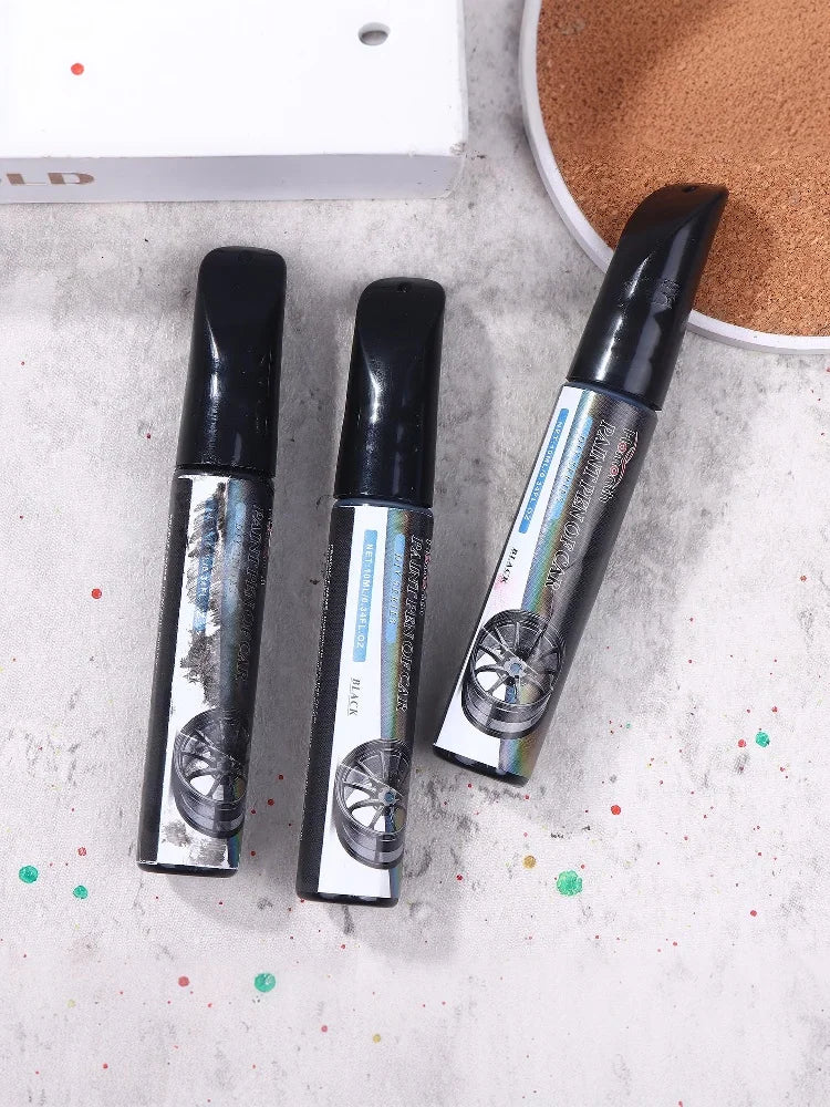 3Pcs/Black Wheel Scratch Repair Paint Marker Touch Up Pen for Car Alloy Rims Metal Surface Chip Mark Cleaner Tool