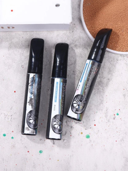 3Pcs/Black Wheel Scratch Repair Paint Marker Touch Up Pen for Car Alloy Rims Metal Surface Chip Mark Cleaner Tool