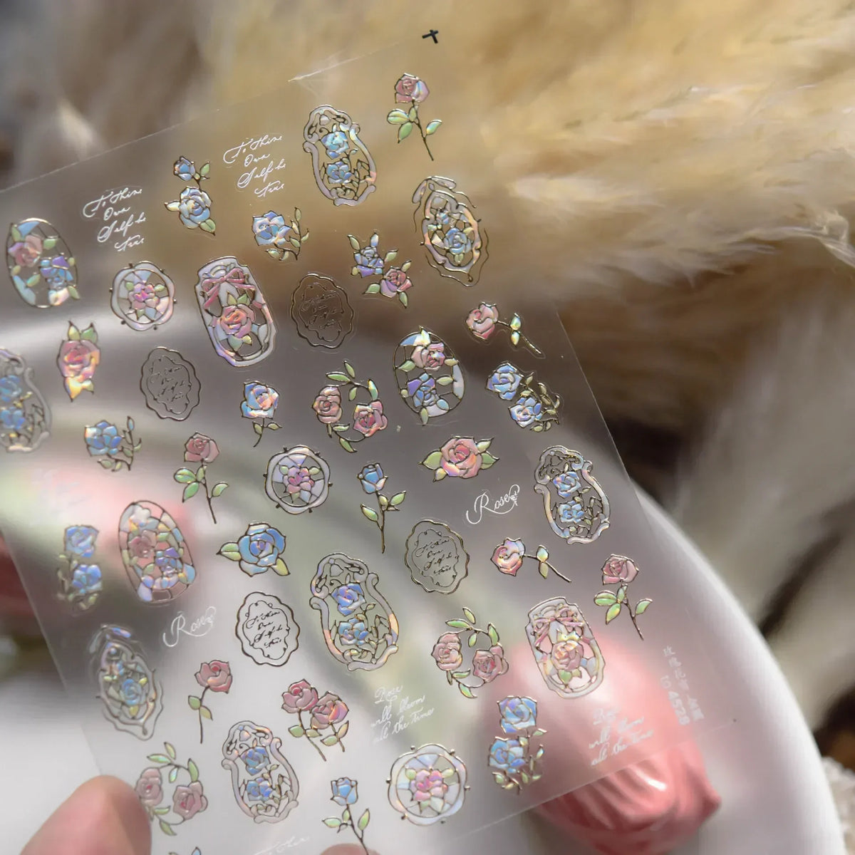 White Flower Petal Cherry Blossom Peach Blossom Falling Petal Floral Gradient 5D Self Adhesive Nail Art Sticker Manicure Decals