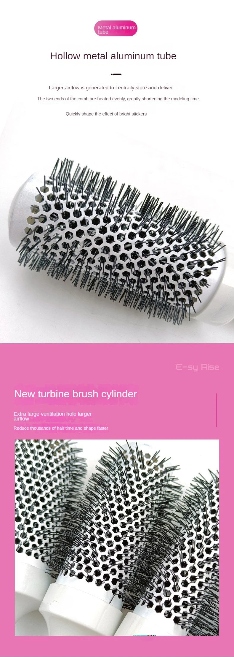 Hair Comb Professional Salon Hair Brush Hair Styling Hairbrush Hairdressing Comb Round Curly Hair Rollers Tools Blue