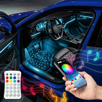 De Warehouse 3-in-1 Rgb Star Led Car Foot Pad Mat with Music Sync App Control, Auto Star Foot Mat Rgb Lighting Music Module Universal for All Cars, Fast Delivery Europe