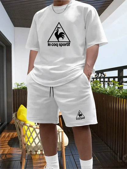 Men's Two-piece Sportswear Short Sleeved T-shirt and Pants Set Running and Fitness Sportswear 2026 Summer Big Discount