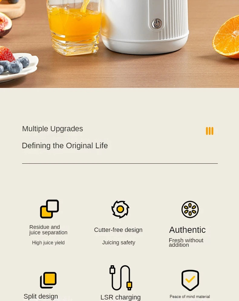 Rechargeable Electric Citrus Juicer Orange Juice Machine Extra Large Caliber Residue Separation