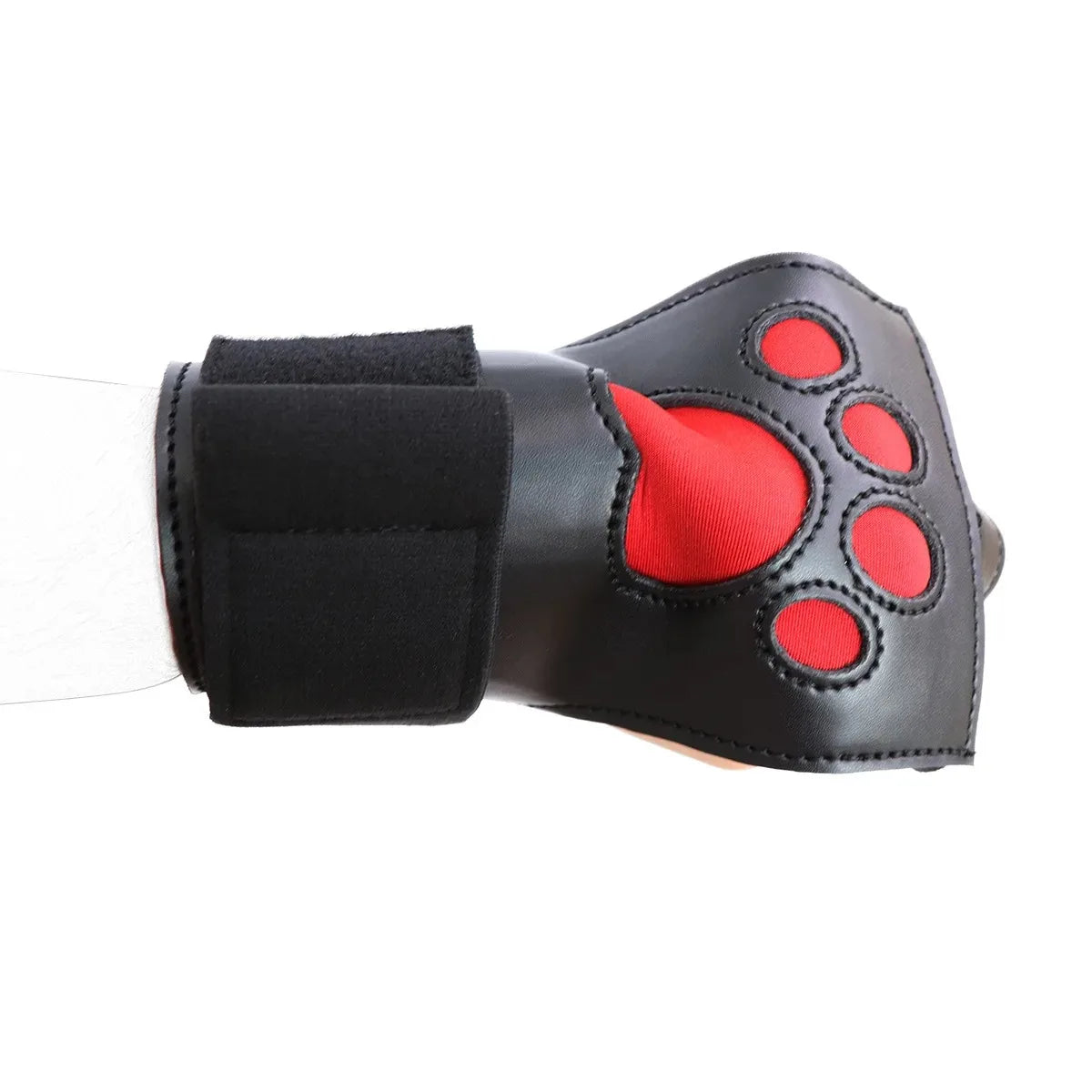 Unisex PU Leather Padded Dog Paw Print Mitts Gloves for Puppy Play BDSM Bondage Fetish Slave Cosplay Party Roleplay Adult