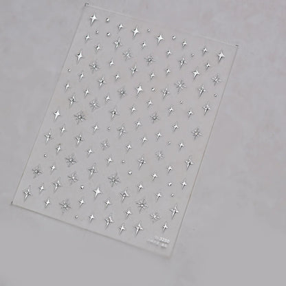 Simple Laser Bronzing Gold Silver Mini Star Rhinestone INS 5D Relief Self Adhesive Nail Art Decoration Sticker 3D Manicure Decal