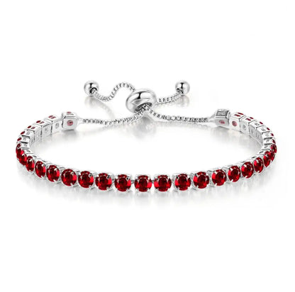 Adjustable Colorful Birthstone Tennis Bracelets for Women 4MM Crystal Bangle Female Hand Chain Trend Jewelry Accessories H133