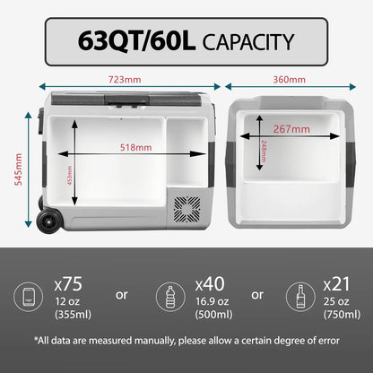 Alpicool T50 50L Compressor Cool Box 12 V Portable Fridge Electric Freezer Box Small Freezer for Car Camping, Truck, Boat and Socket with USB Port, -20°C to 20°C