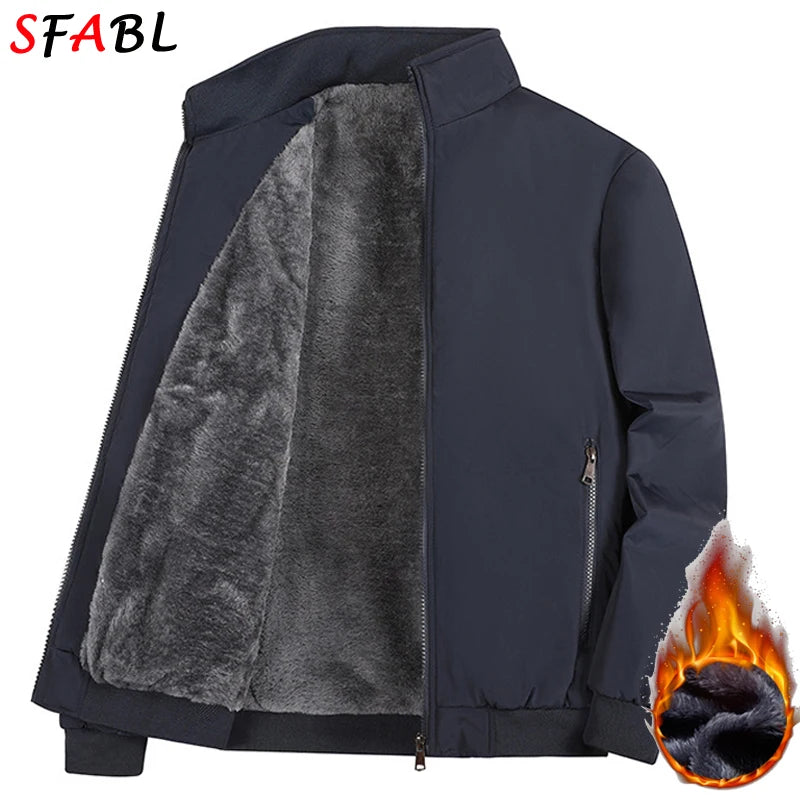 Thicken Padded Social Jackets Men's Winter Jacket Windbreak Fleece Lining Blazers for Men Business Luxury Men's Winter Coat XXXL