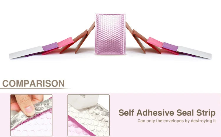10Pcs/lot Rose Gold Metallic Bubble Mailers Foil Padded Bags Aluminized Postal Bags Gift Packaging Padded Shipping Envelopes