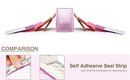 10Pcs/lot Rose Gold Metallic Bubble Mailers Foil Padded Bags Aluminized Postal Bags Gift Packaging Padded Shipping Envelopes