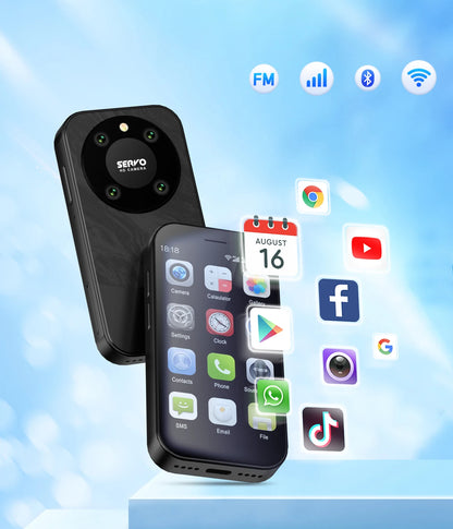 SERVO KING9000 4G LTE Mini Smartphone Android System RAM 2GB ROM 16GB Google Play WhatsAPP Hotspot 2 SIM Pocket Small Cellphones