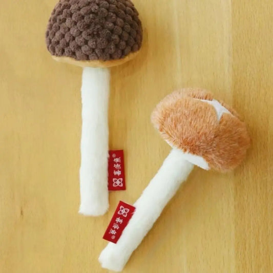 New Simulated Cat Chew Mushrooms Shape Soft Interactive Cat Bite-resistant Non-toxic Realistic Mushroom Cat Interactive Play
