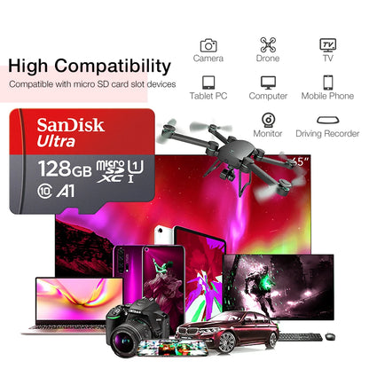 Original Sandisk Memory Card 256GB 128GB 64GB 32GB TF Micro SD Card Class 10 UHS-1 Flash Card Memory MicroSD for Smartphone PC