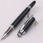 Baoer 79 Rollerball /Ballpoint Pen  Black Matte Silver Line Rotating Crystal Cover Office School Supplies Writing