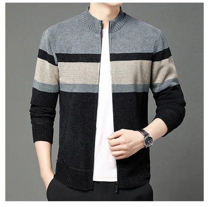 Premium Thick Chenille Fabric Warm New Brand Casual Fashion Stand Collar Men Jacket Streetwear Zipper Autumn Winter Coats