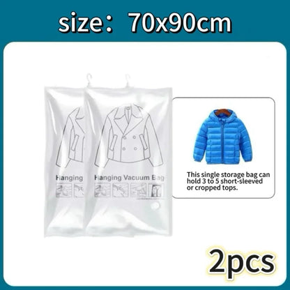 Hanging Vacuum Storage Bags Space Saver Bags Vacuum Seal Storage Bag for Suits Dress Coats Jackets Closet Organizer and Storage