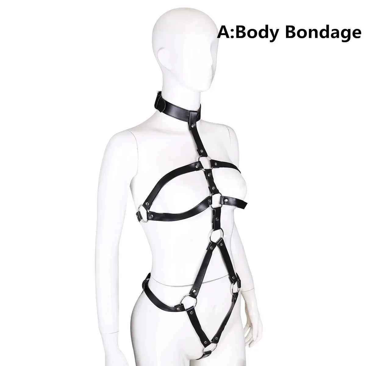BDSM Bondage Women Garter Set Leather Cage Bra Mesh Harness Sexy Woman Toadette Costume Sexy Goth Fetish Lingerie Sex Adult Game