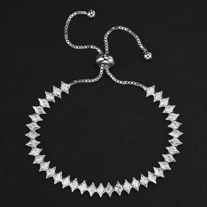 Luxury Dainty Tennis Bracelet for Women Silver Color Sparkling Cubic Zircon Stackable Chain Crystal Banquet Wedding Jewelry H085