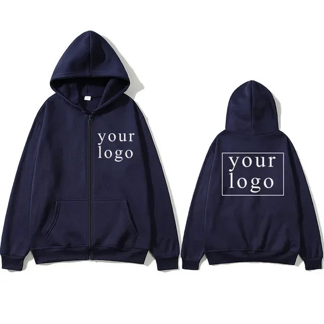 2024 New Fashion Your Own Design Brand Logo/Picture Personalized Custom Anywhere Men Women DIY Zipper cardigan hoodie
