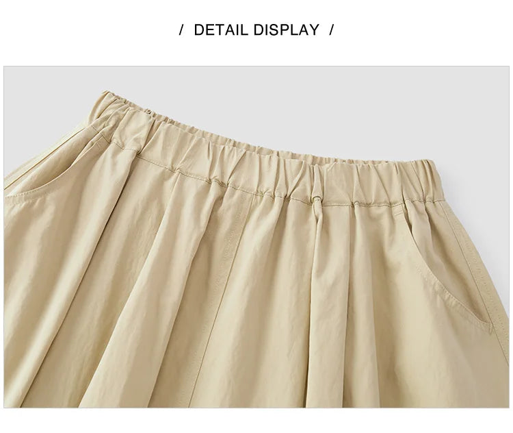 Semir Skirt Women's Solid Textured A-Line High Waist – Casual Long With Elastic Band Woman Clothing