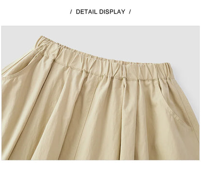 Semir Skirt Women's Solid Textured A-Line High Waist – Casual Long With Elastic Band Woman Clothing