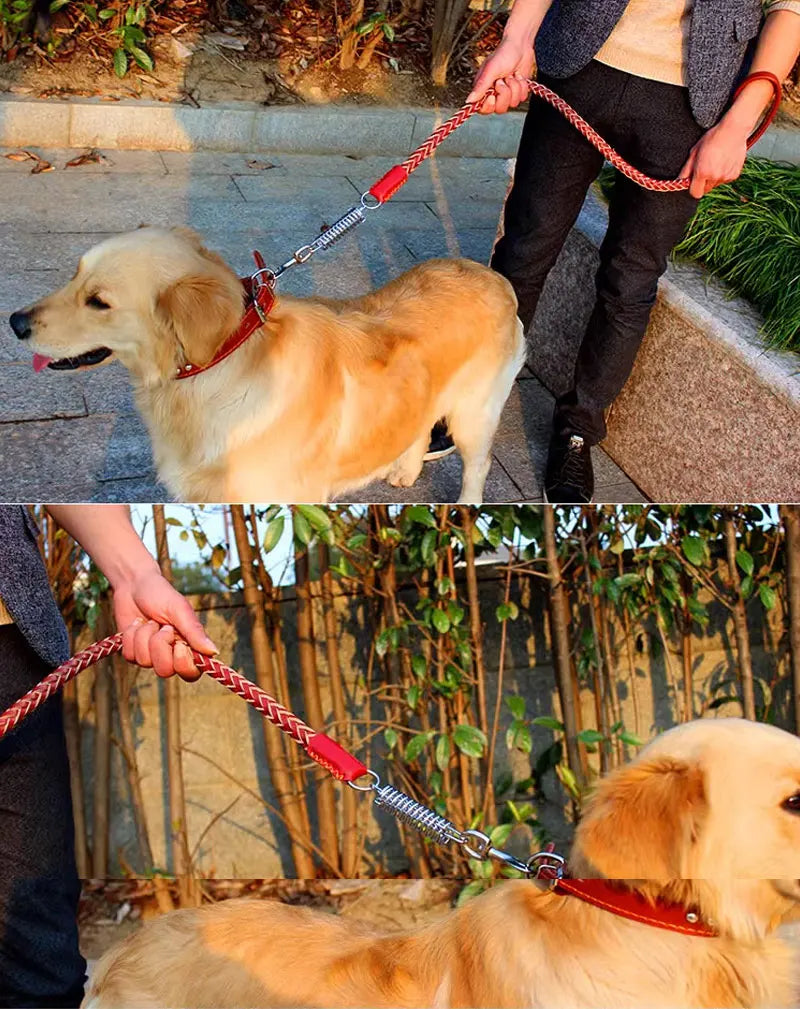 Heavy and Duty Large Dog Leash Genuine Leather Braided Dog Training Leash for Shepherd Medium Large Dogs Pet Supplies