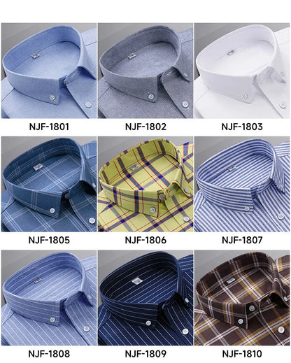 New In Shirt Oversize Long-Sleeve 100%Cotton Shirts for Men Slim Fit Formal Plain Shirt Plaid Casual Tops Designer Black Clothes